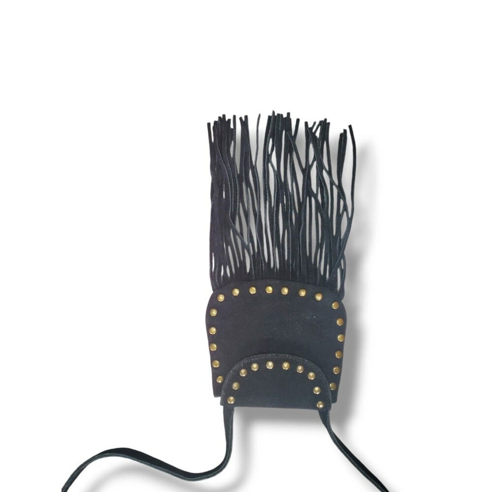 Vintage Gianni Black Vegan Suede Fringe MicroMini Shoulder Crossbody Western Bag - Picture 8 of 16